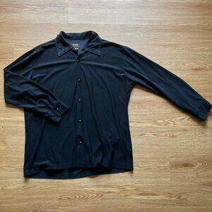 Vintage 90s Goth BC Ethic Smooth Custom Fit Black Long Sleeve Button Up